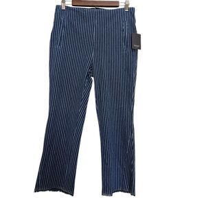 Lysse New York Shelli Pull On Crop Flare Denim  Pinstripe Stretchy Womens Large